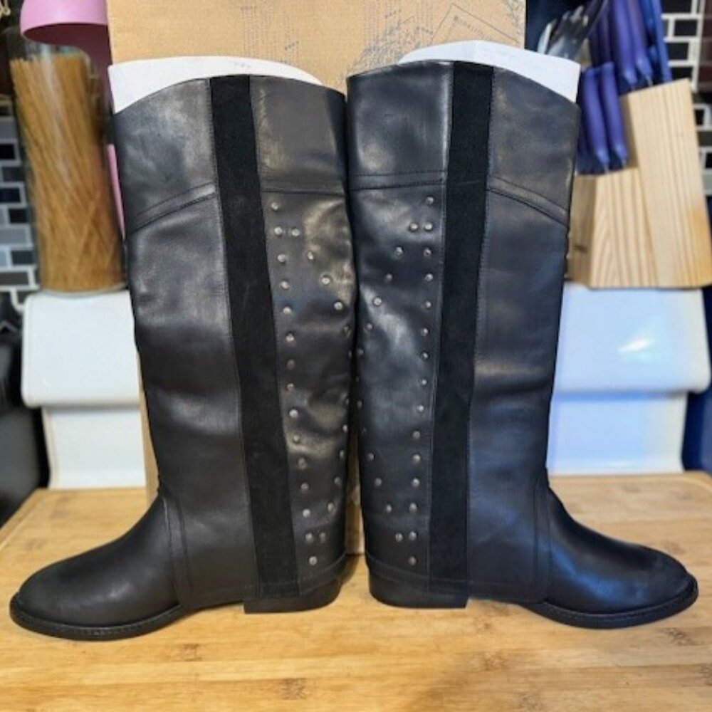 Retro Lola Studded Tall Leather Boots - NWB - Picture 5 of 16